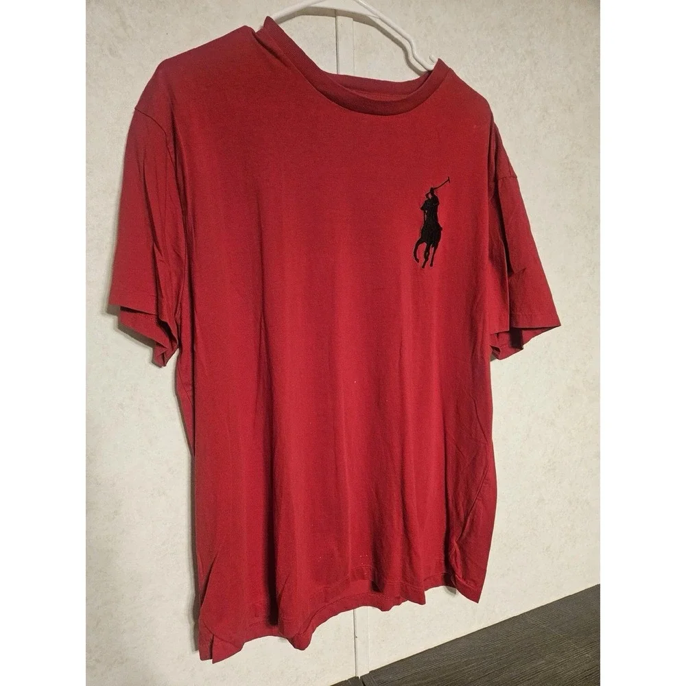 Polo Ralph Lauren T Shirt Mens XL Red Big Pony Logo On Front & 2 Polo RL On Back